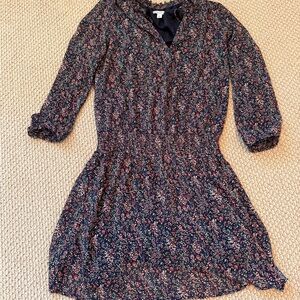 J. Crew Multicolor Floral Long Sleeve Dress